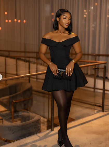 A Line Black Birthday Outfit Short Evening Dress Cocktail Dresses Short Party Dress fg7985 - Image 8