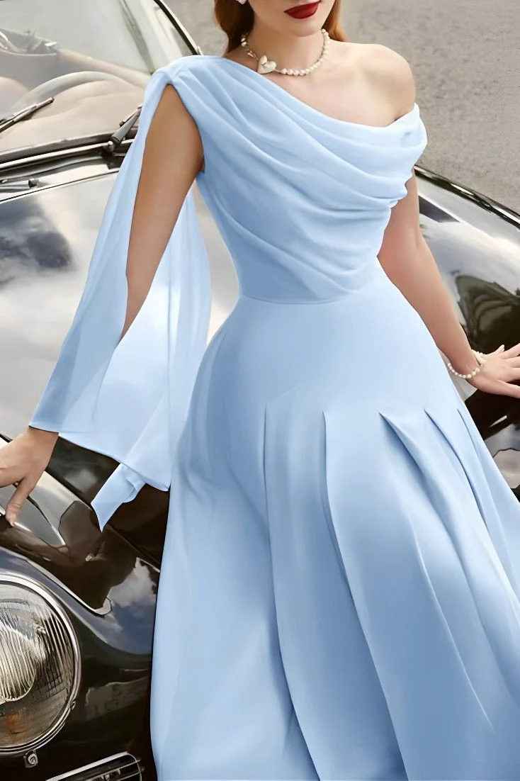 A-Line Cocktail Dresses Elegant Dress Wedding Guest Tea Length Sleeveless Cowl Neck Chiffon Prom Party Dress fg7773