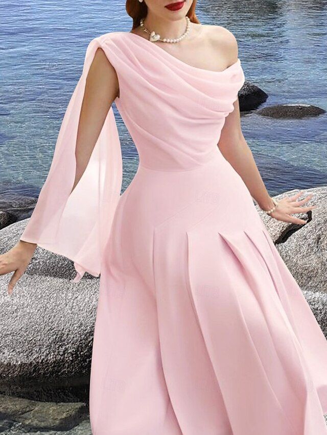 A-Line Cocktail Dresses Elegant Dress Wedding Guest Tea Length Sleeveless Cowl Neck Chiffon Prom Party Dress fg7773 - Image 2