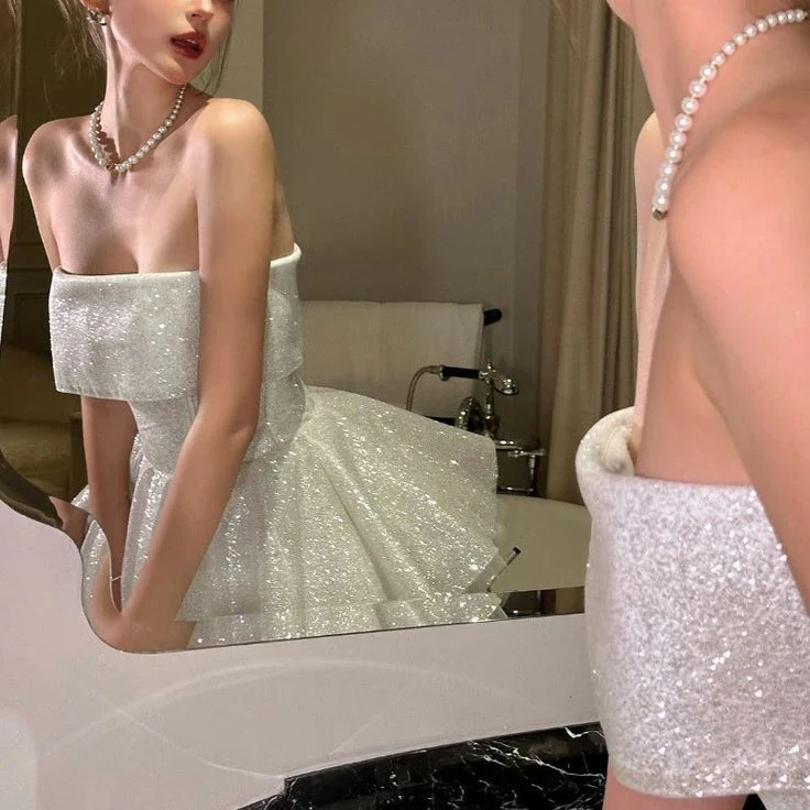 A Line Homecoming Dress Elegant Strapless Short Dress, Sparkly Birthday Evening Party Cocktail Dress  fg7944 - Image 2