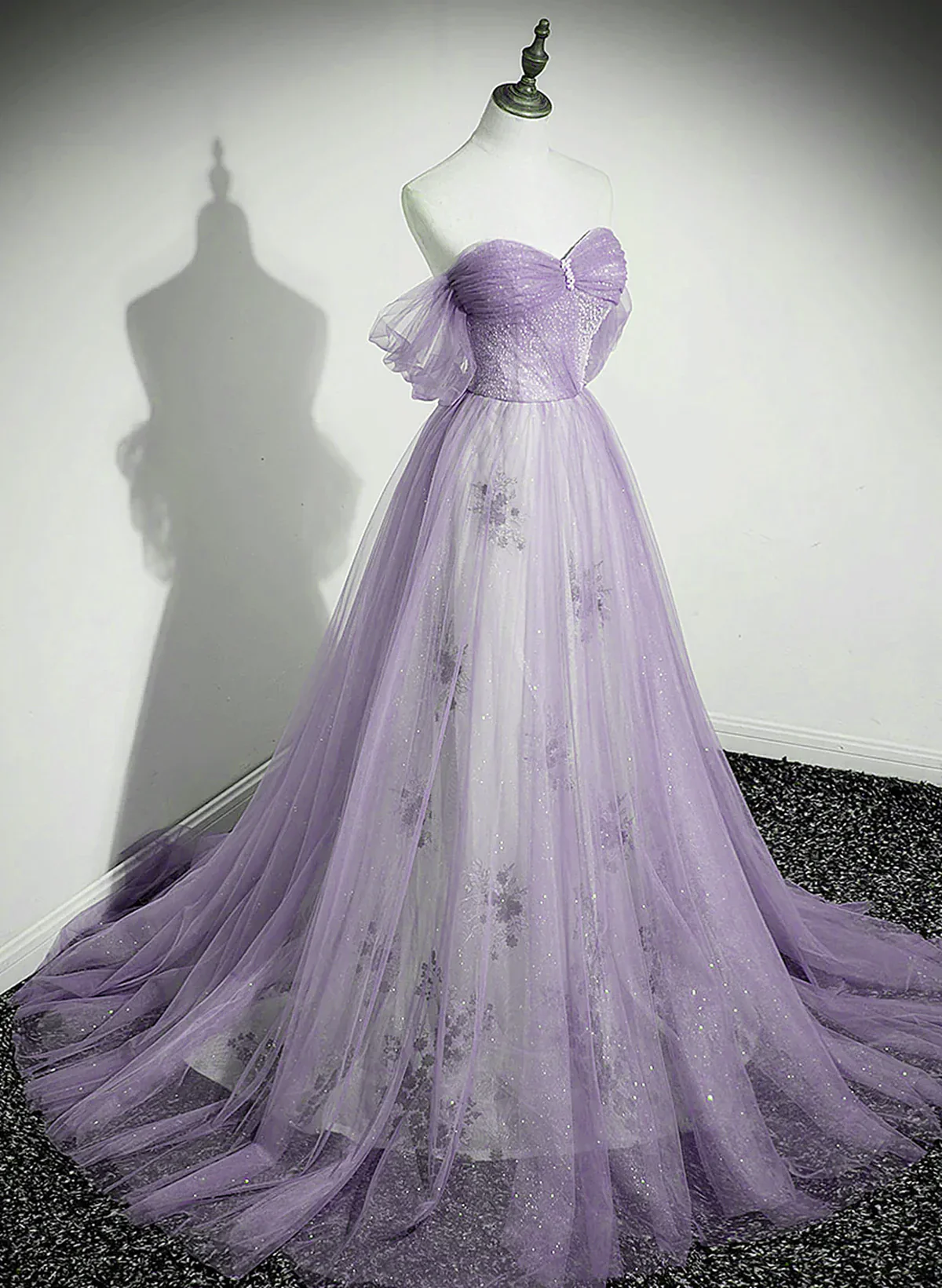 A-Line Light Purple Beaded Sweetheart Evening Dress, Light Purple Prom Dress fg4416 - Image 3