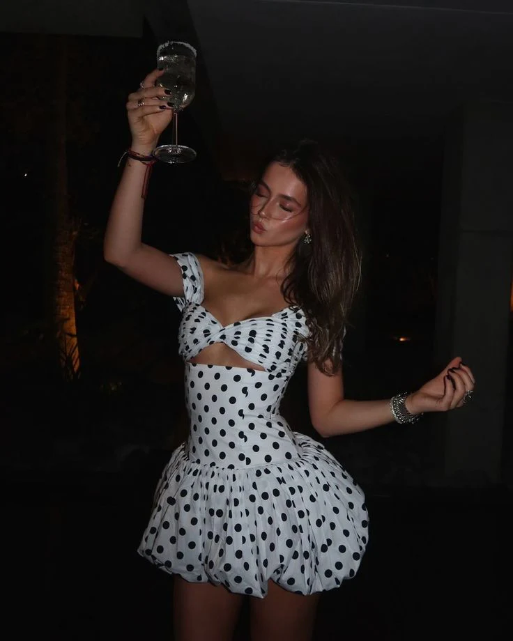 A Line Off Shoulder Polka Dots Homecoming Dress Short Evening Dress Cocktail Dresses Short Party Dress fg7962