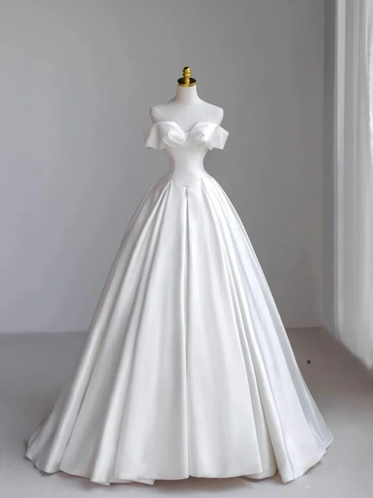 A Line Off Shoulder White Long Bridal Gown Wedding Dress fg7829 - Image 2