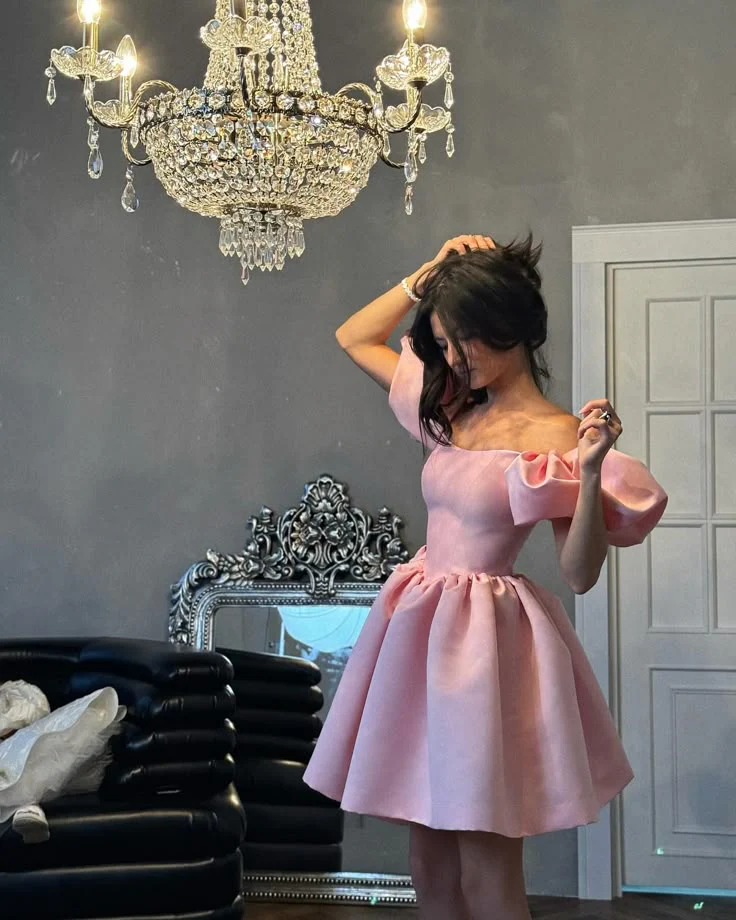 A Line Pink Short Evening Dress Cocktail Dresses Short Party Dress fg7851 - Image 2