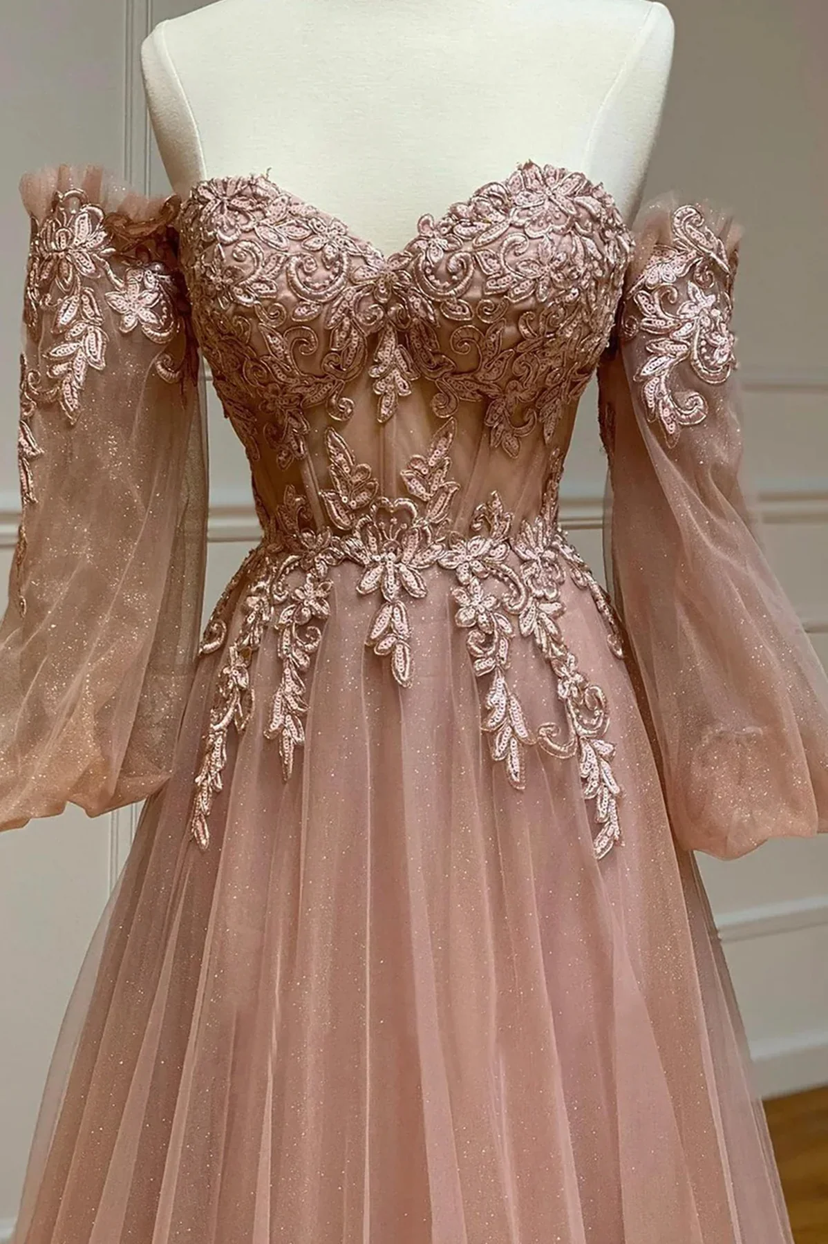 A-line Pink Sweetheart Prom Dress Party Dress, Off Shoulder Long Party Dress  fg8744 - Image 2