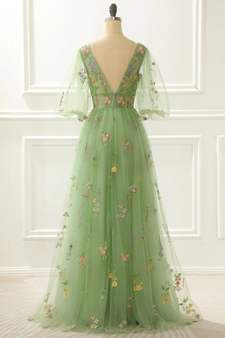 A-Line Princess Prom Dress with Embroidery     fg4476 - Image 2