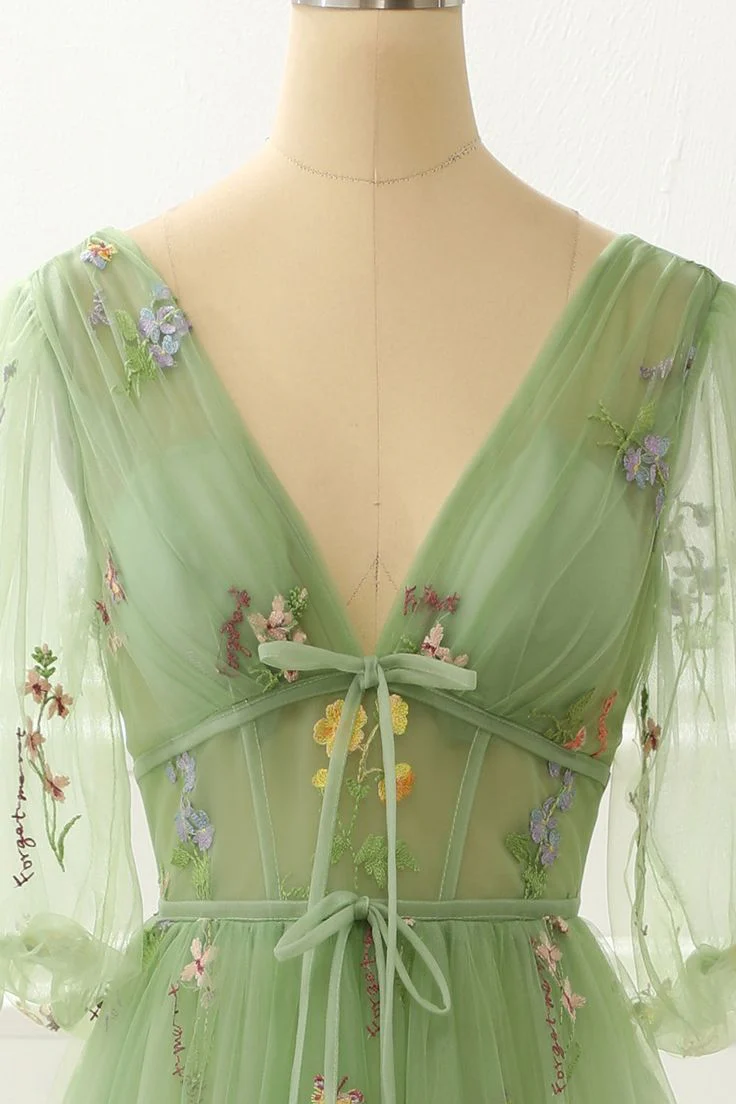A-Line Princess Prom Dress with Embroidery     fg4476 - Image 3