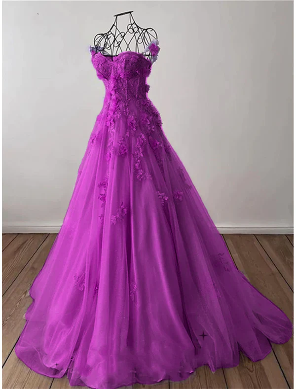 A-Line Prom Dresses Elegant Dress Formal Sweep / Brush Train Sleeveless Sweetheart Tulle with Pleats Sequin Appliques fg4690 - Image 6