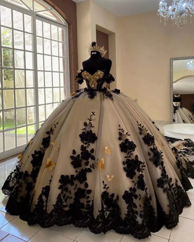 A Line Quinceanera Dresses 3D Flowers Sweet 15 16 Prom Ball Gowns fg7525 - Image 2