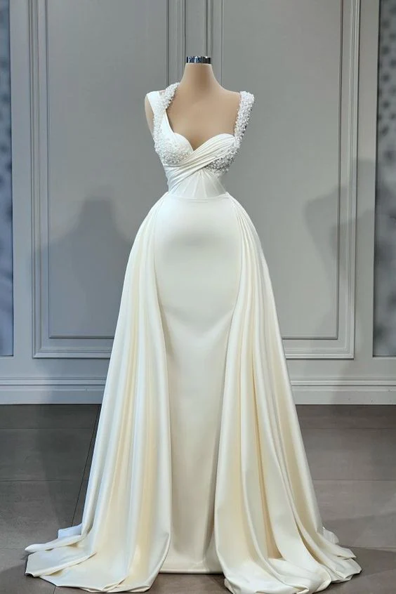 Amazing Satin Long Evening Dress with Glitter Beadings Sweetheart Prom Dress fg4575