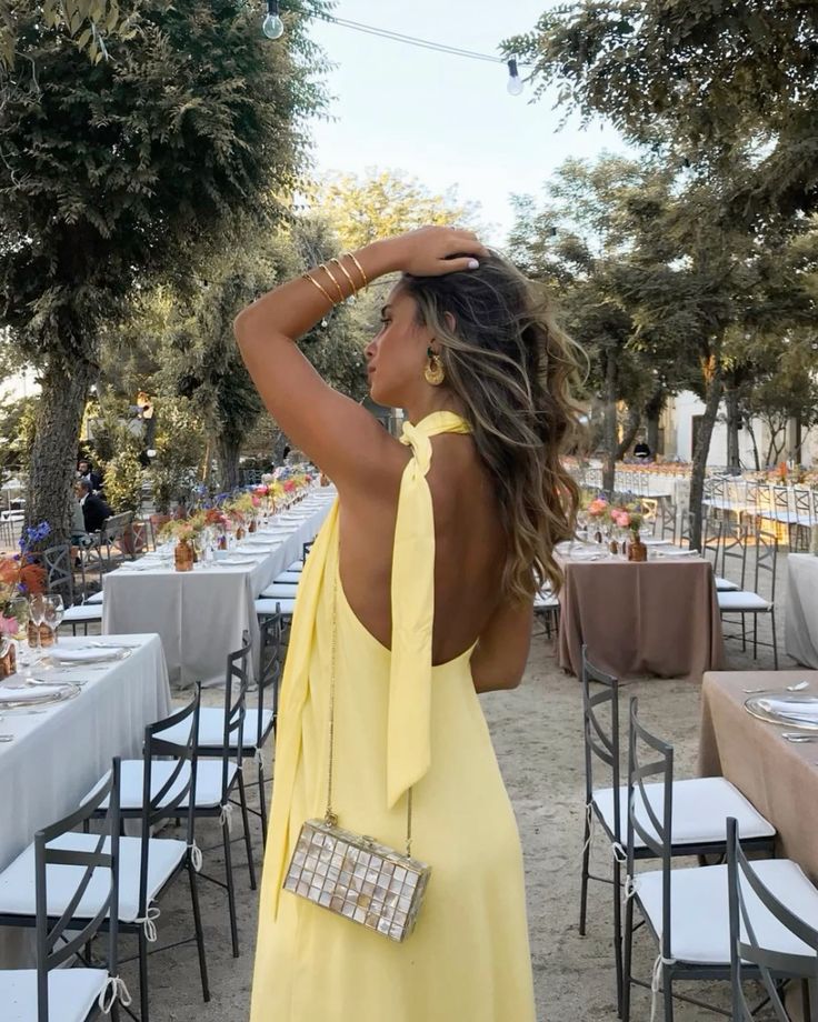 Backless Chiffon Yellow Long Prom Dresses Evening Gowns fg6573 - Image 3