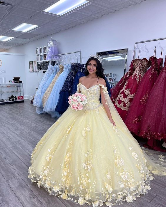 Ball Gown Quinceanera Dresses with Cape 3D Flower Princess Dresses Prom Gown fg4650 - Image 2