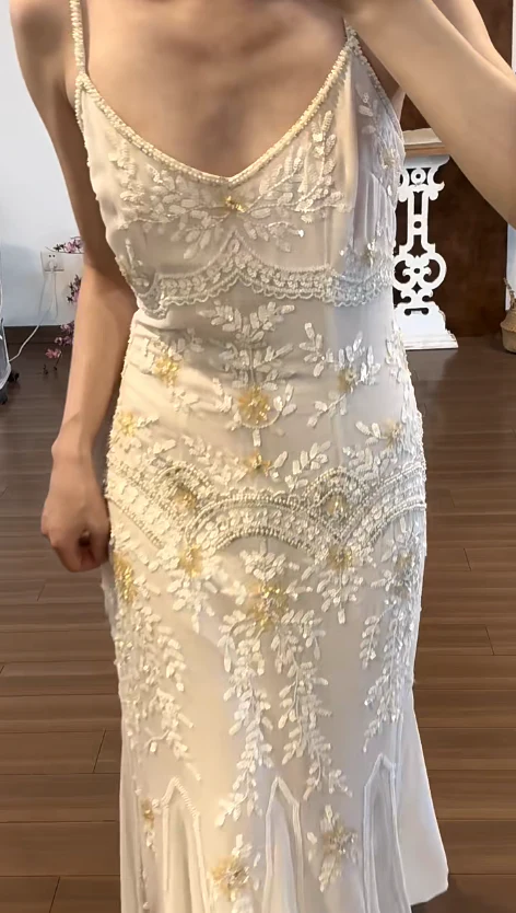 Beading White Vintage Prom Party Dress Evening Dress Birthday Outfit  fg8715 - Image 3