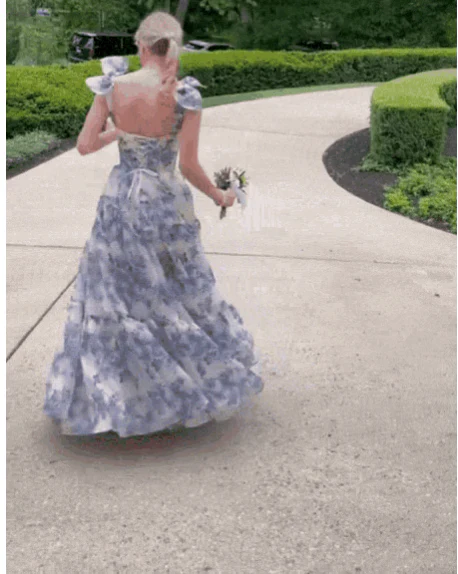 Beautiful Floral Print Chiffon Long Prom Dresses Evening Dress      fg1915 - Image 4