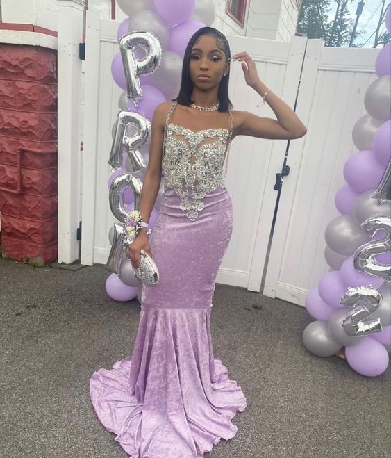 Beautiful Lilac Mermaid Prom Dress Formal Party Dress Prom Dress fg4333 - Image 2