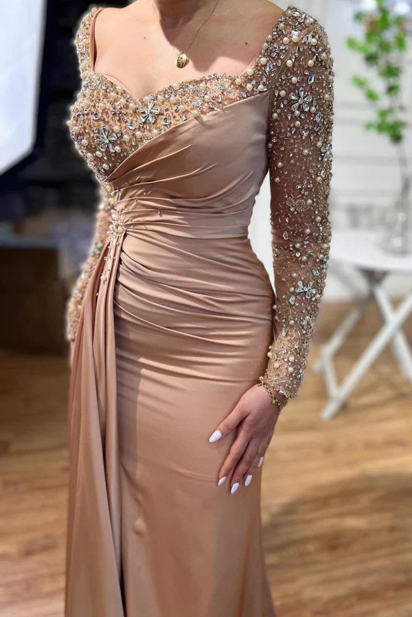 Beautiful Long Mermaid Beading Prom Dresses With Long Sleeves     fg4098 - Image 2