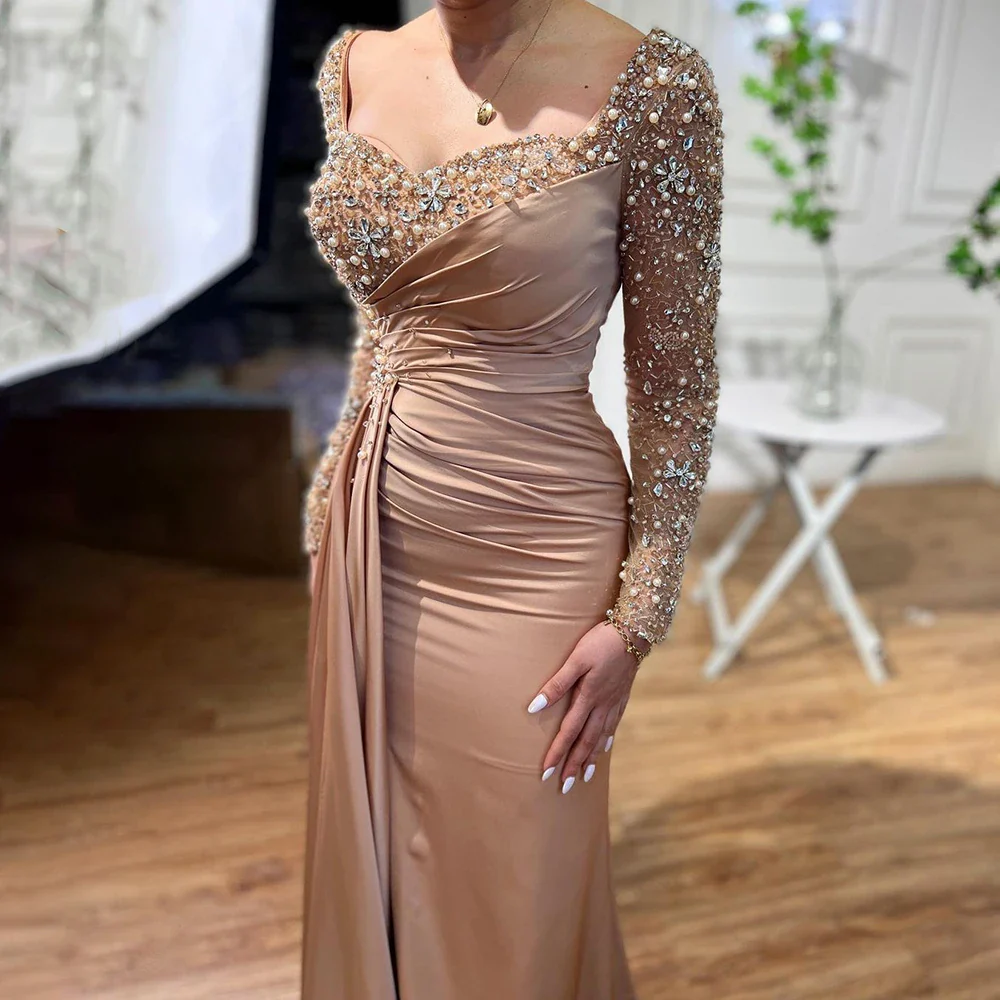 Beautiful Long Mermaid Beading Prom Dresses With Long Sleeves     fg4098 - Image 3