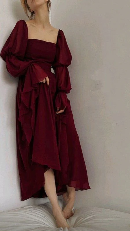 Beautiful Vintage Romantic A-line Burgundy Prom Dress Evening Dress fg4534 - Image 6