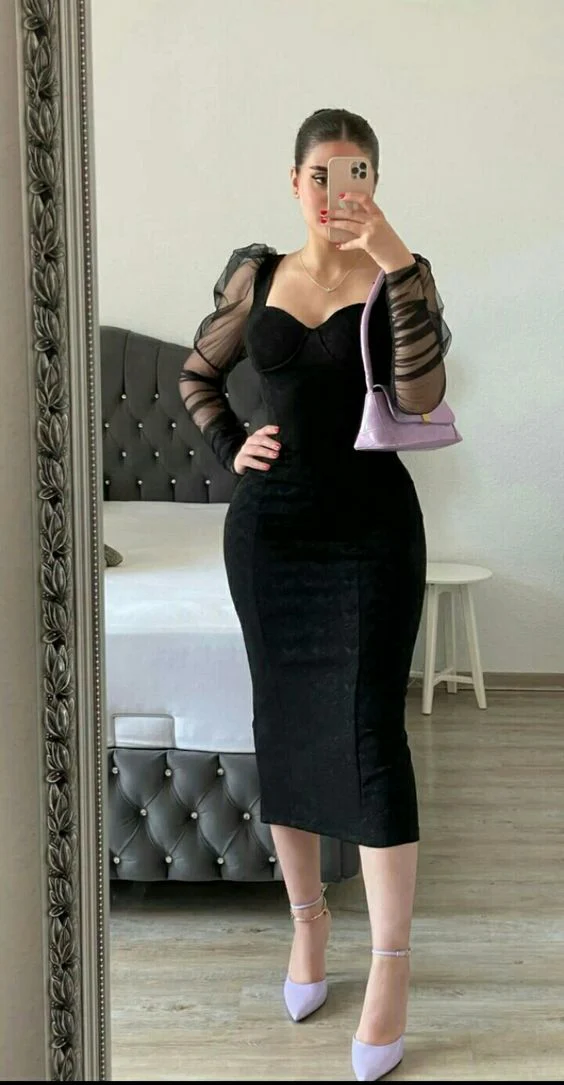 Black Evening Dress Spaghetti Straps Prom Dress Party Dress fg2330