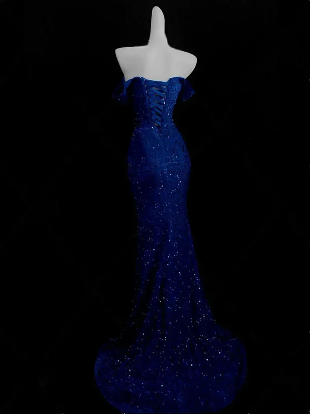 Blue Mermaid Sequins Sweetheart Prom Dress, Blue Off Shoulder Party Dress  fg8727 - Image 2
