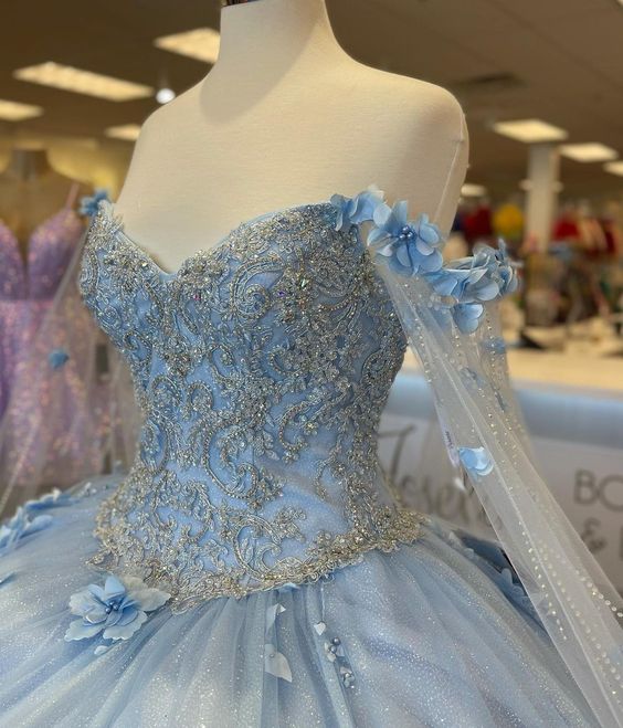 Blue quinceañera dress Ball Gown Prom Dresses Evening Gown fg2842