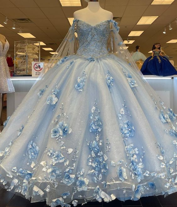 Blue quinceañera dress Ball Gown Prom Dresses Evening Gown fg2842 - Image 2