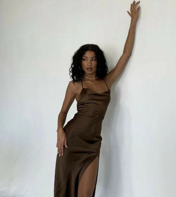 Brown long evening dress Sexy Prom Dress fg2888