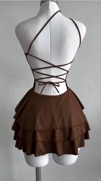 Brown Sexy Short Evening Dress Cocktail Dresses Short Party Dress    fg7861 - Image 3
