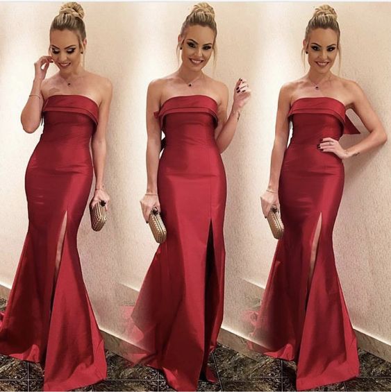 Burgundy Evening Dress Wedding Party Prom Dresses      fg4386 - Image 2