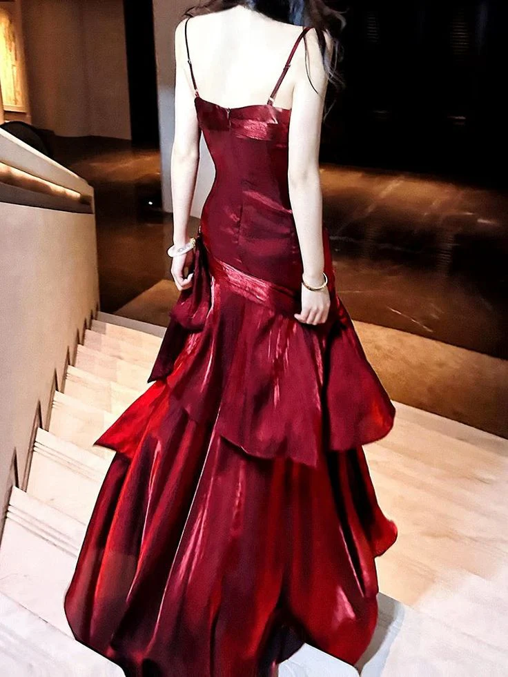 Burgundy Fashion Long Prom Dresses Formal Evening Dress fg7625 - Image 3