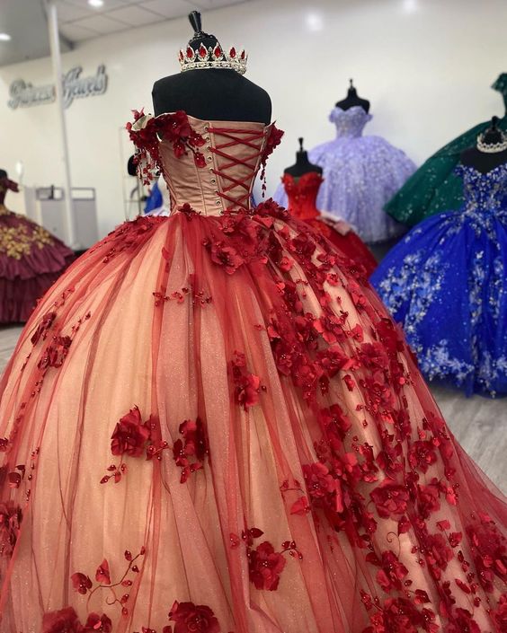 Burgundy quinceañera dress Ball Gown Prom Dresses Evening Gown fg2868 - Image 2