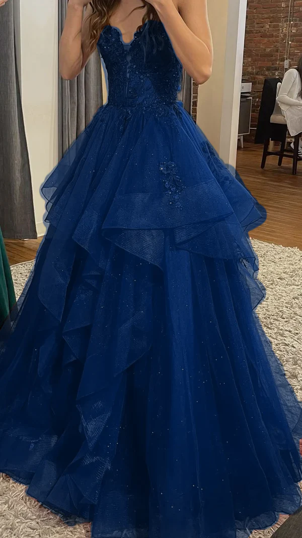 Burgundy Shinny Tulle A-Line Long Prom Dress Evening Party Dresses fg7644 - Image 6