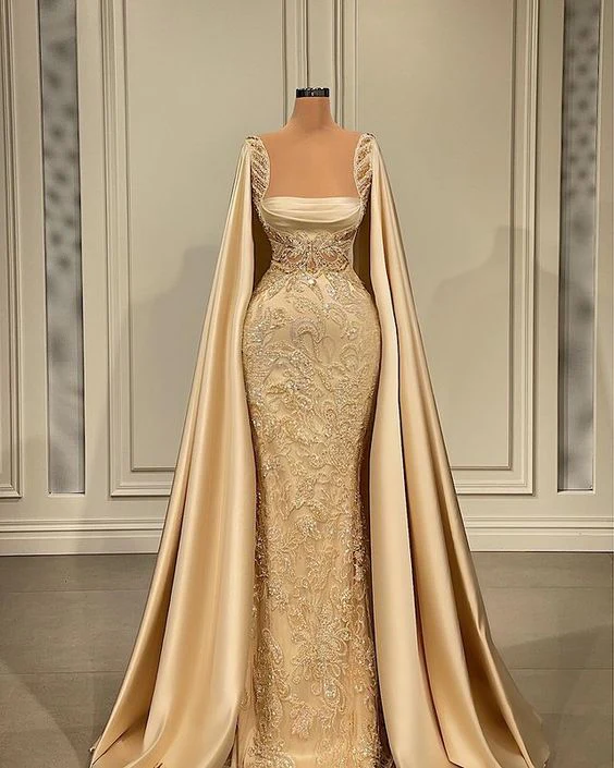 Champagne Satin Women Formal Evening Party Prom Gowns   fg2239