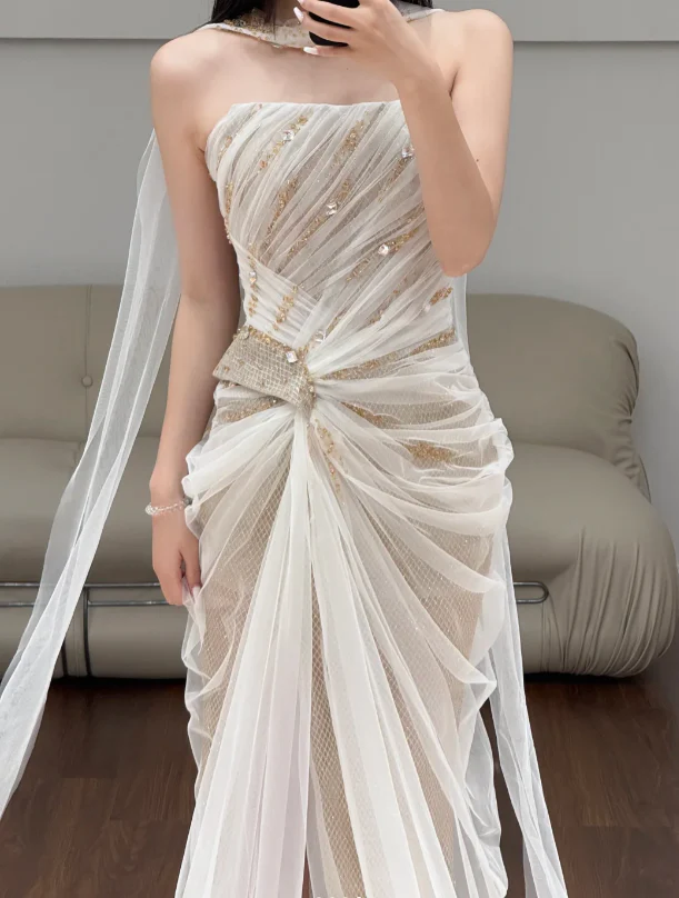 Champagne Sequin Prom Party Dress Evening Dress Birthday Dress fg8629 - Image 2