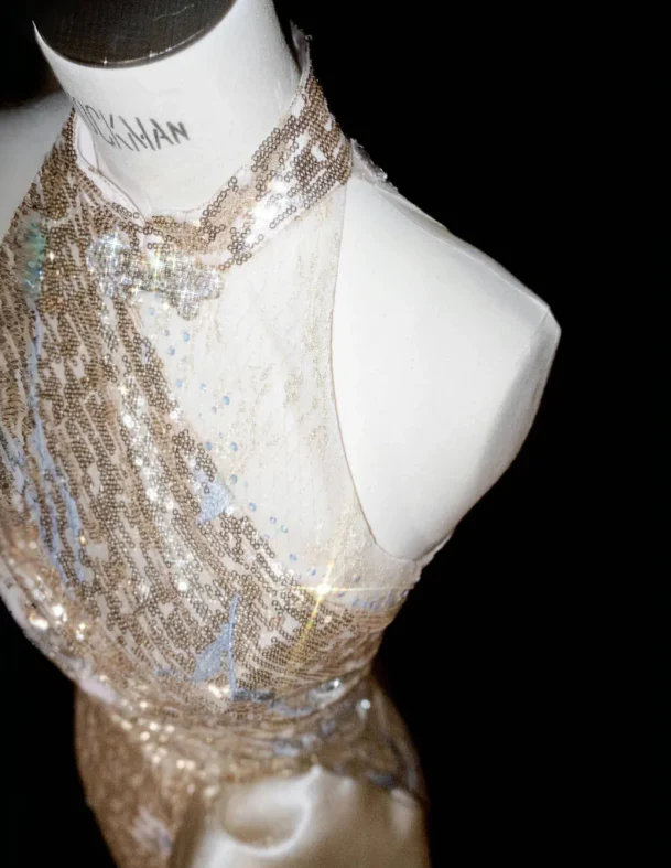 Champagne Sequin Prom Party Dress Shiny Evening Dress Birthday Outfit fg8687 - Image 3