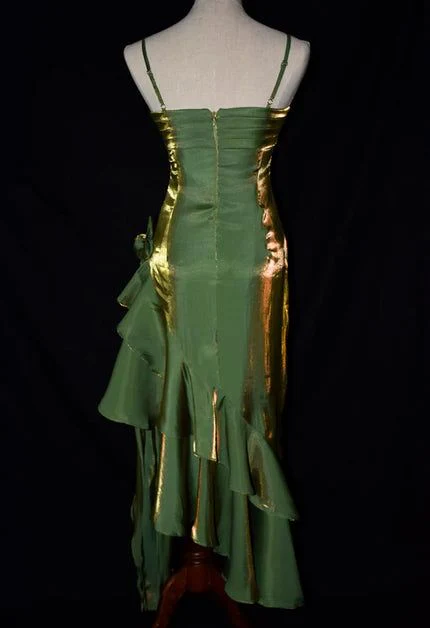 Charming Mermaid High Low Satin Straps Party Dress Vintage Style Prom Dress       fg5848 - Image 3