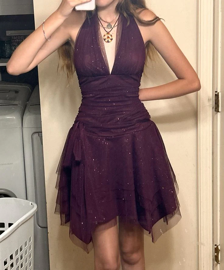 Dark Purple Tulle Prom Homecoming Dress Short Party Dress fg7700 - Image 2
