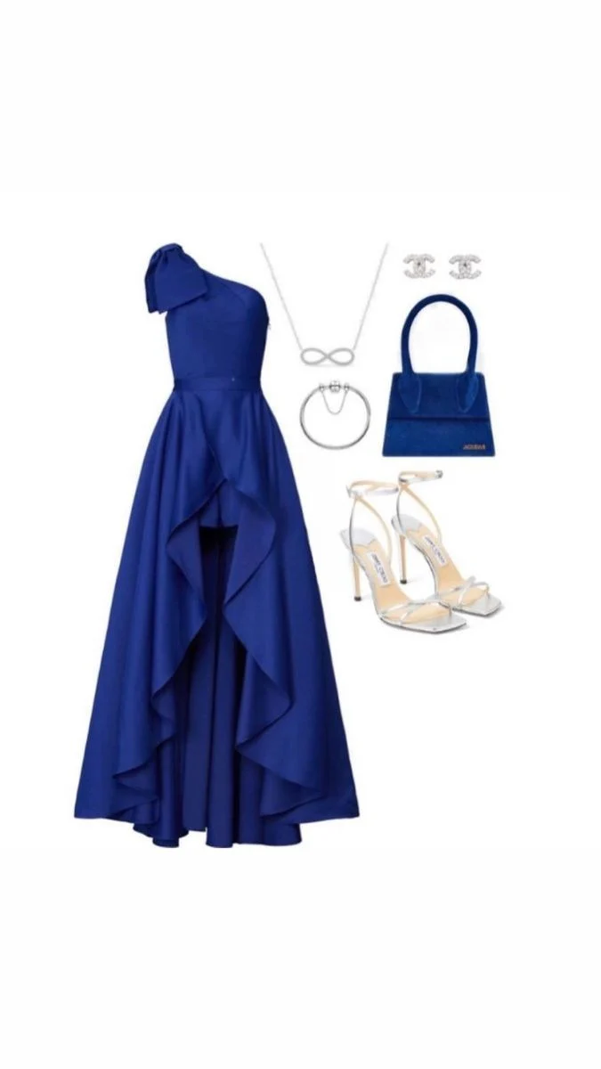 Elegant Formal Dress One Shoulder High Low Evening Party Dress  fg7534 - Image 3
