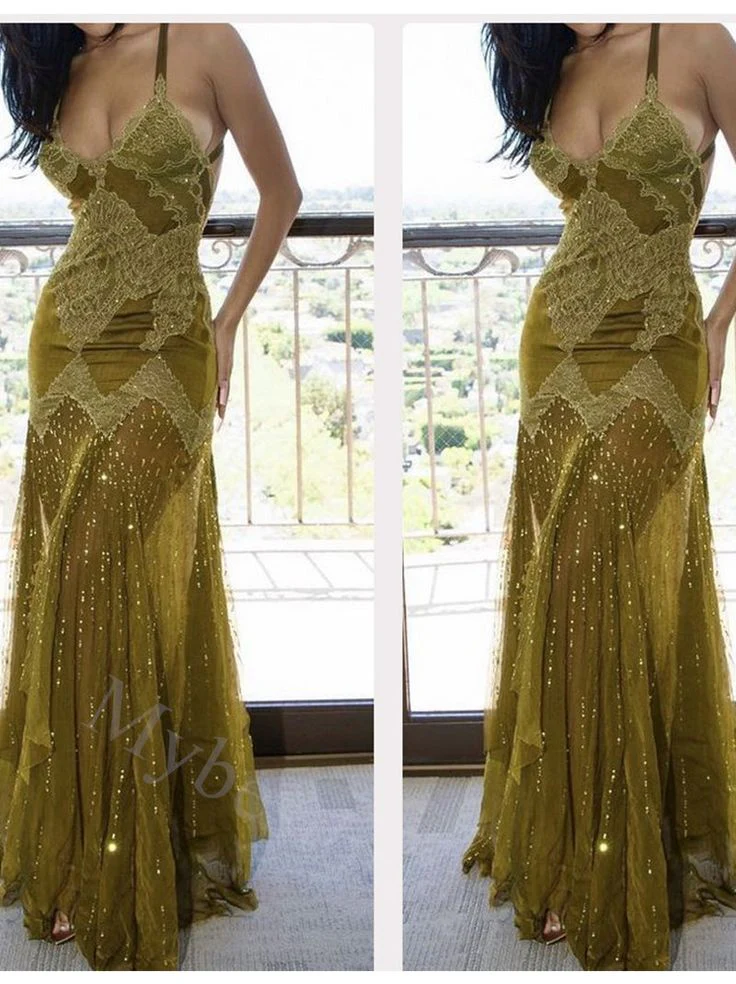 Elegant Green Straps Sleeveless Mermaid Prom Dresses      fg745 - Image 5