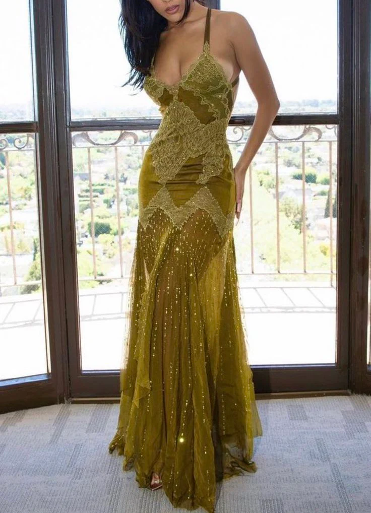 Elegant Green Straps Sleeveless Mermaid Prom Dresses      fg745 - Image 6