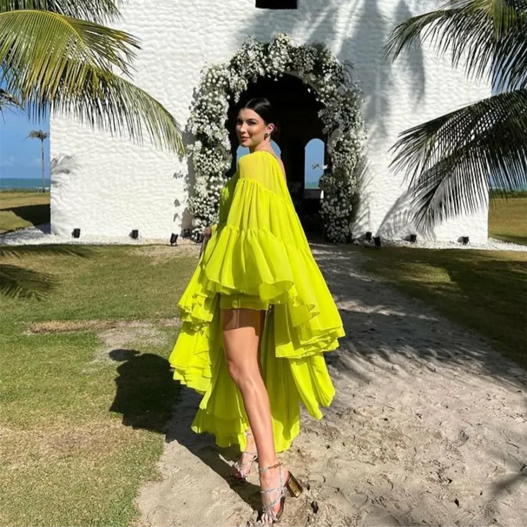 Elegant Long One Shoulder Chiffon Evening Dresses Full Sleeves With Slit A-Line Floor Length Prom Formal Dress for Women fg5634 - Image 2