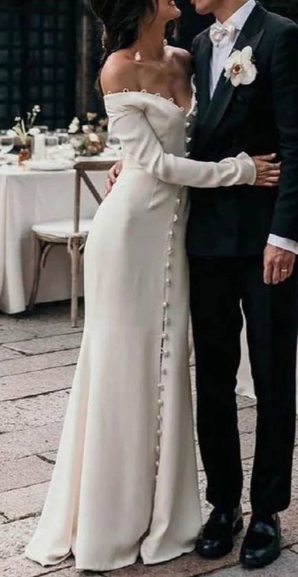 Elegant Off White Unique Wedding Dress Long Bridal Gown   fg7557 - Image 2