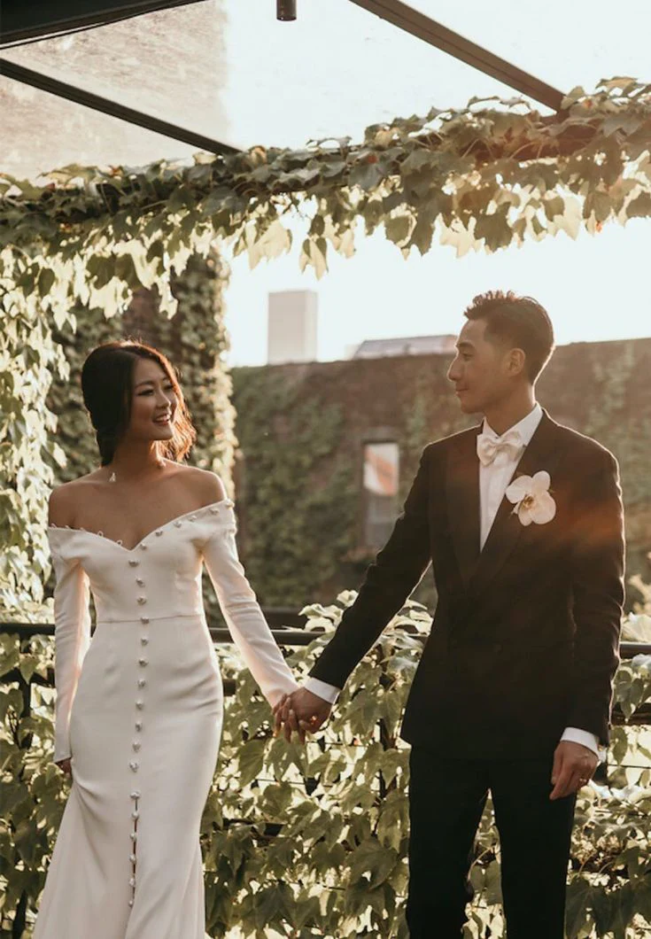 Elegant Off White Unique Wedding Dress Long Bridal Gown   fg7557 - Image 3