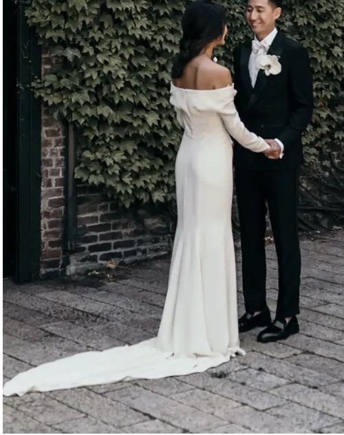 Elegant Off White Unique Wedding Dress Long Bridal Gown   fg7557 - Image 6