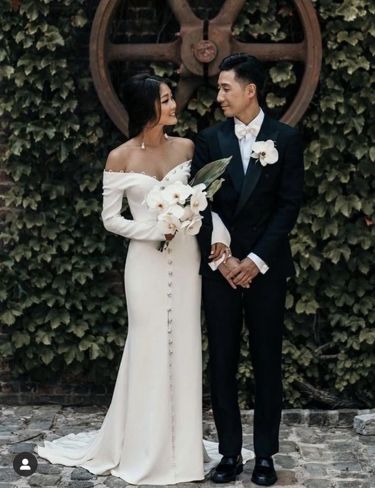 Elegant Off White Unique Wedding Dress Long Bridal Gown   fg7557 - Image 7