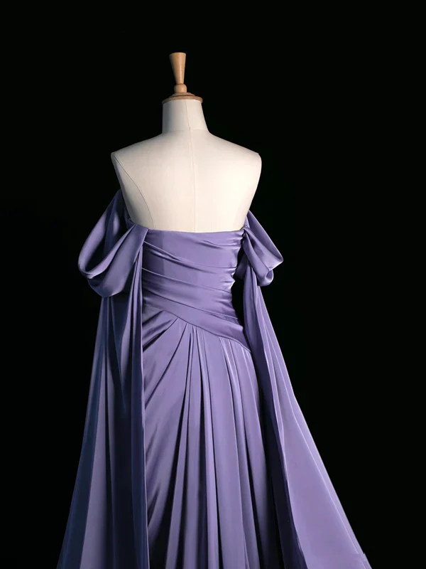 Elegant Purple Satin Prom Dress, Draped Bodice Formal Party Dress fg3961 - Image 8