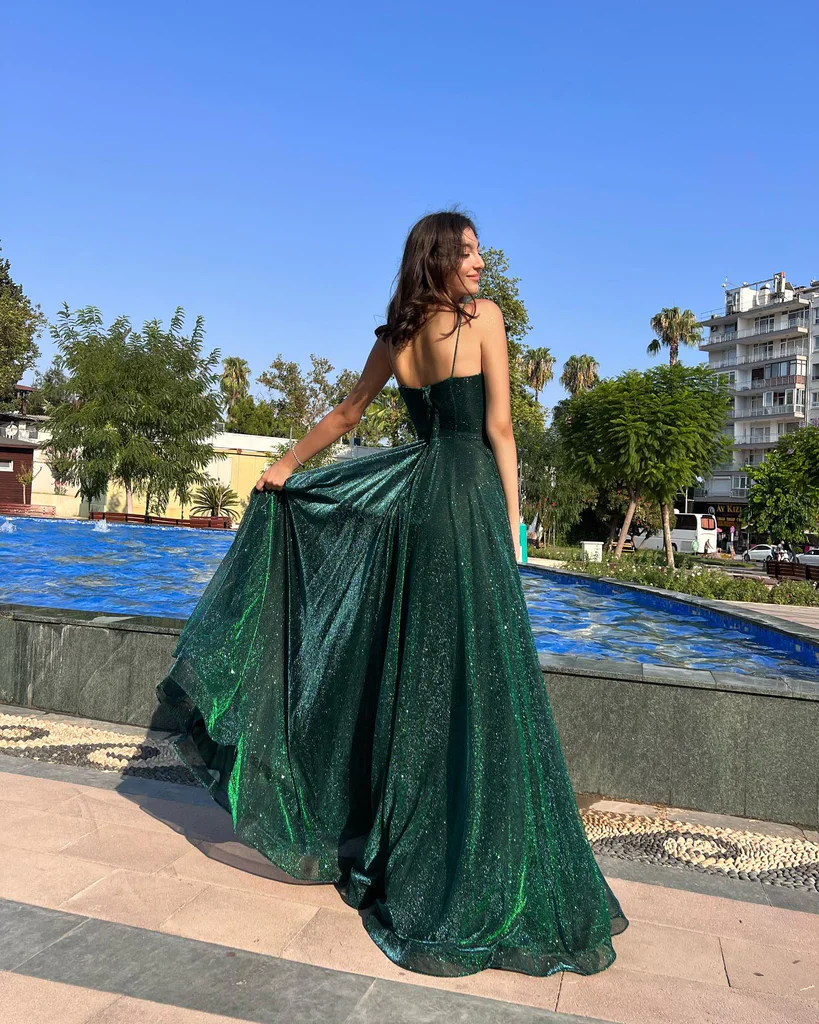 Elegant Spaghetti Straps A-Line Tulle Long Prom Dresses       fg4488 - Image 2