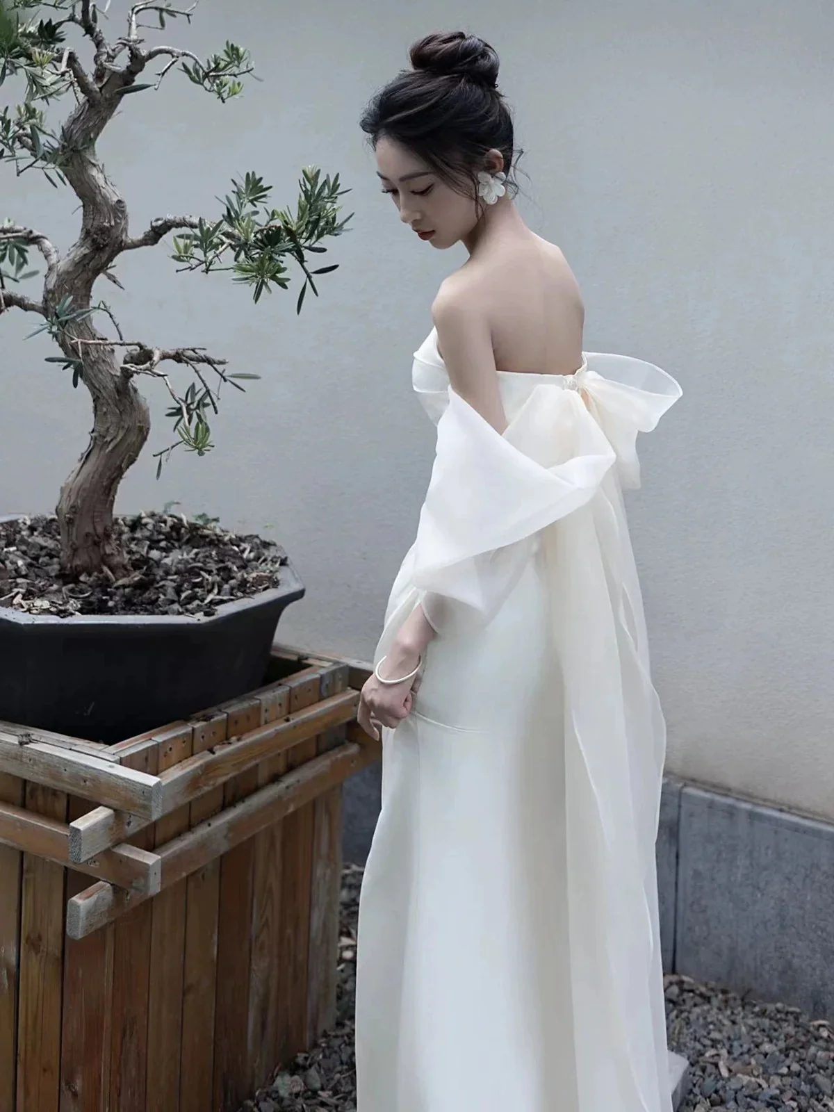 Elegant White Strapless Prom Dress, High Slit Fairy Wedding Guest Gown Maxi Dress  fg8726 - Image 4