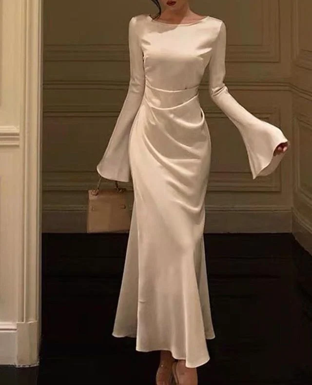 Flare sleeve long wedding mermaid dress for women evening dress fg4402