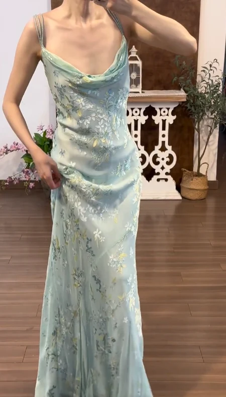 Flora Chiffon Vintage Prom Party Dress Evening Dress Birthday Outfit fg8717